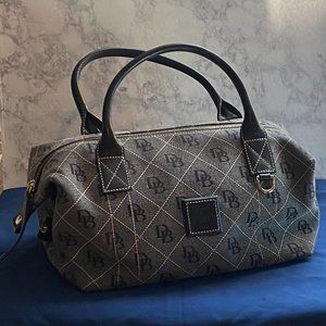 Dooney & Bourke Classic Gray/Black Canvas Double Handles Hand Carry Purse